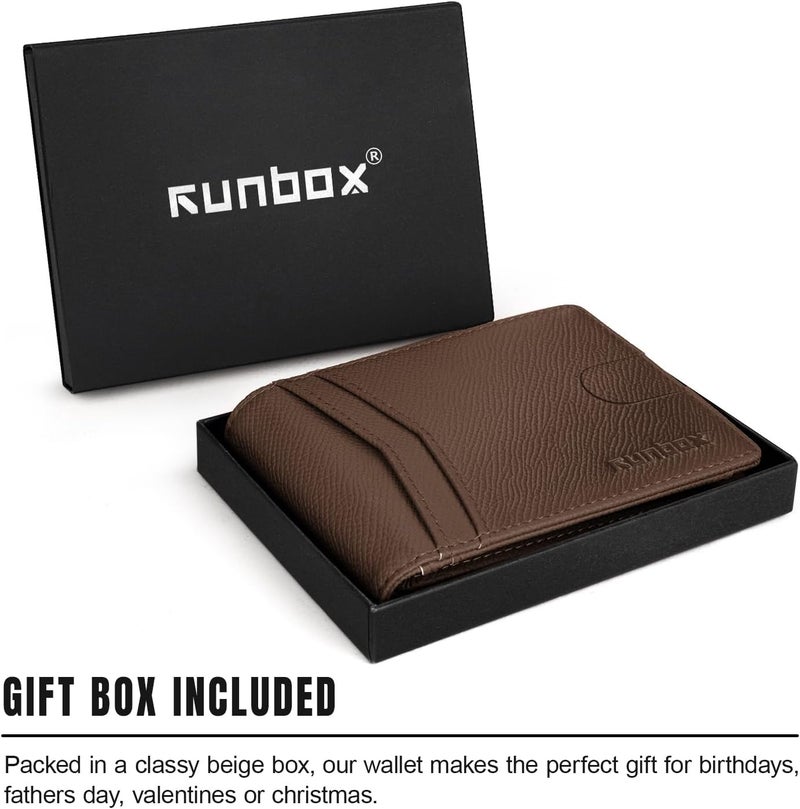 RUNBOX Wallet for Men Slim Rfid Leather 2 ID Window With Gift Box | Slim, Rfid, 2 ID Window, With Gift Box, Slim, Rfid - Image 5